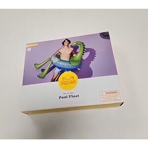 Sun Squad Inflatable Large Green Dinosaur Pool Float 5 Feet Long Ages 6+